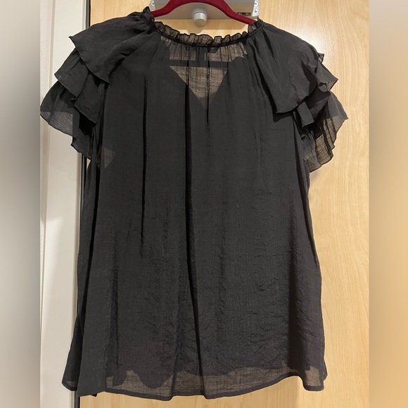 Zac & Rachel Black Semi-Shear Short-Sleeved Blouse - Picture 2 of 6